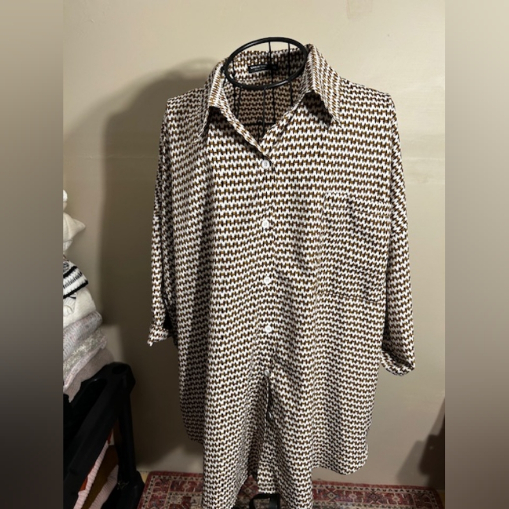 🍋‍🟩 3x 3 x  brown  casual dress wear shirt womens 3 x plus sized light weight